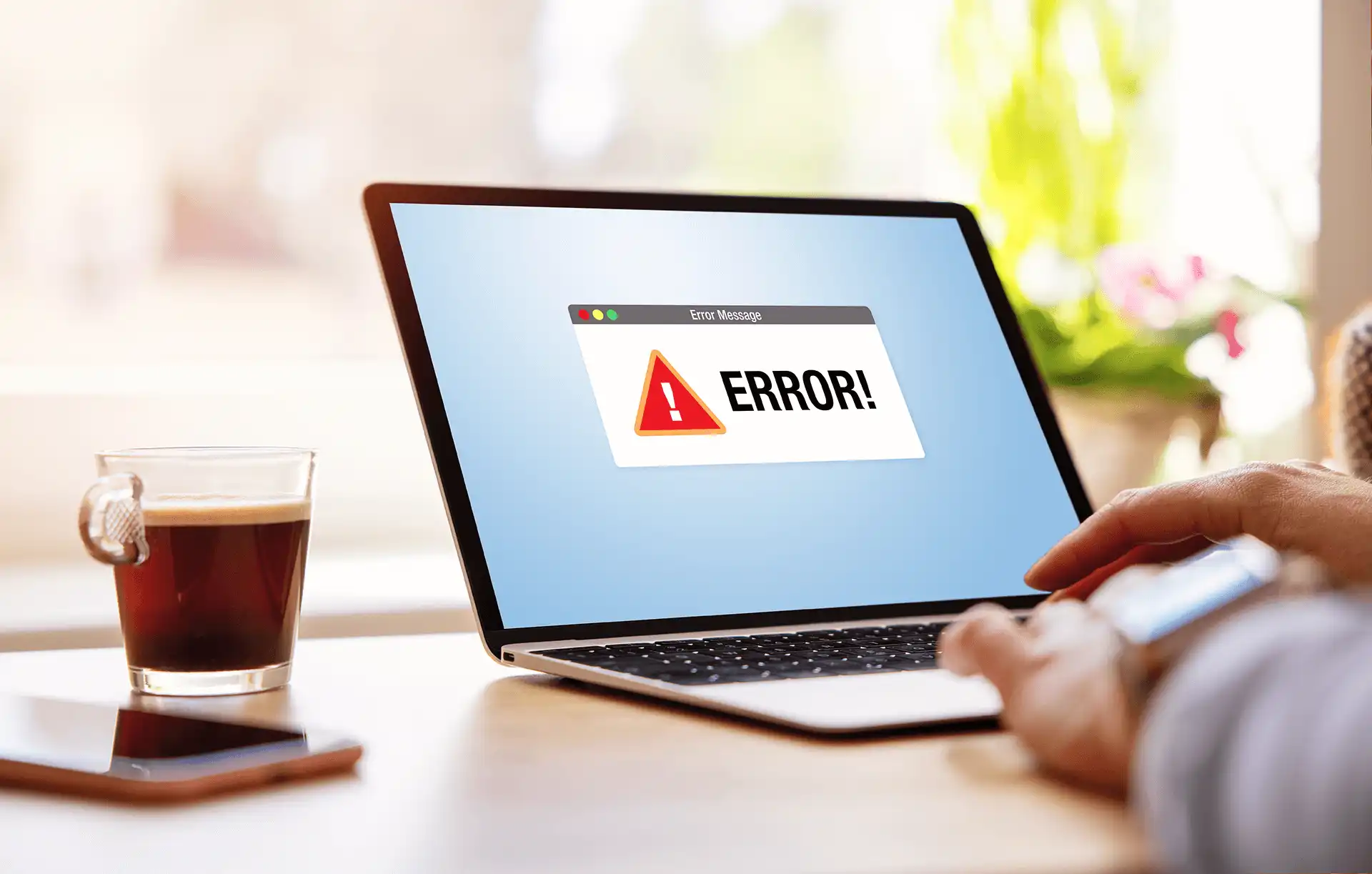 A laptop showing an error message