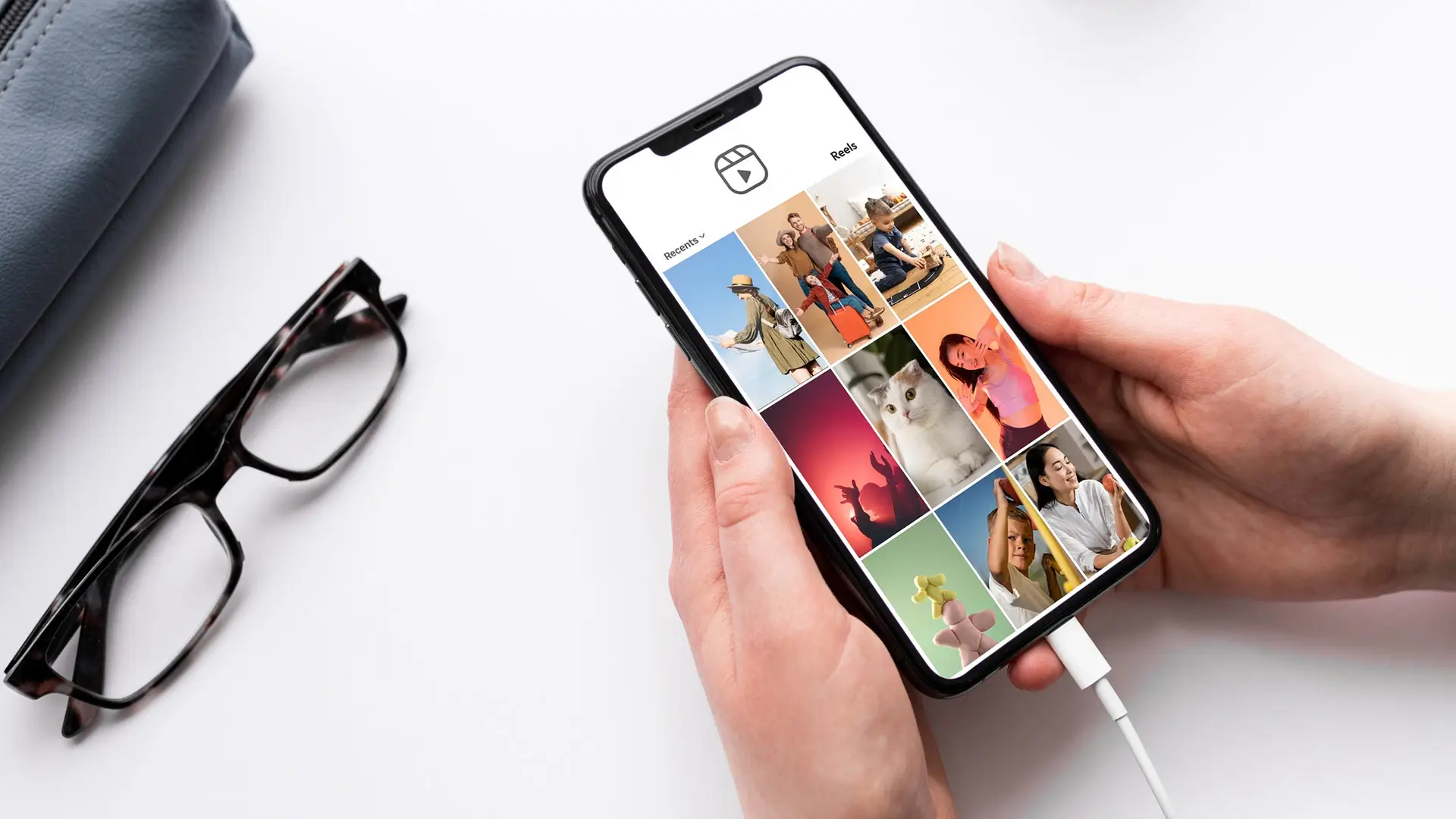 A close up of someone on Instagram on their phone